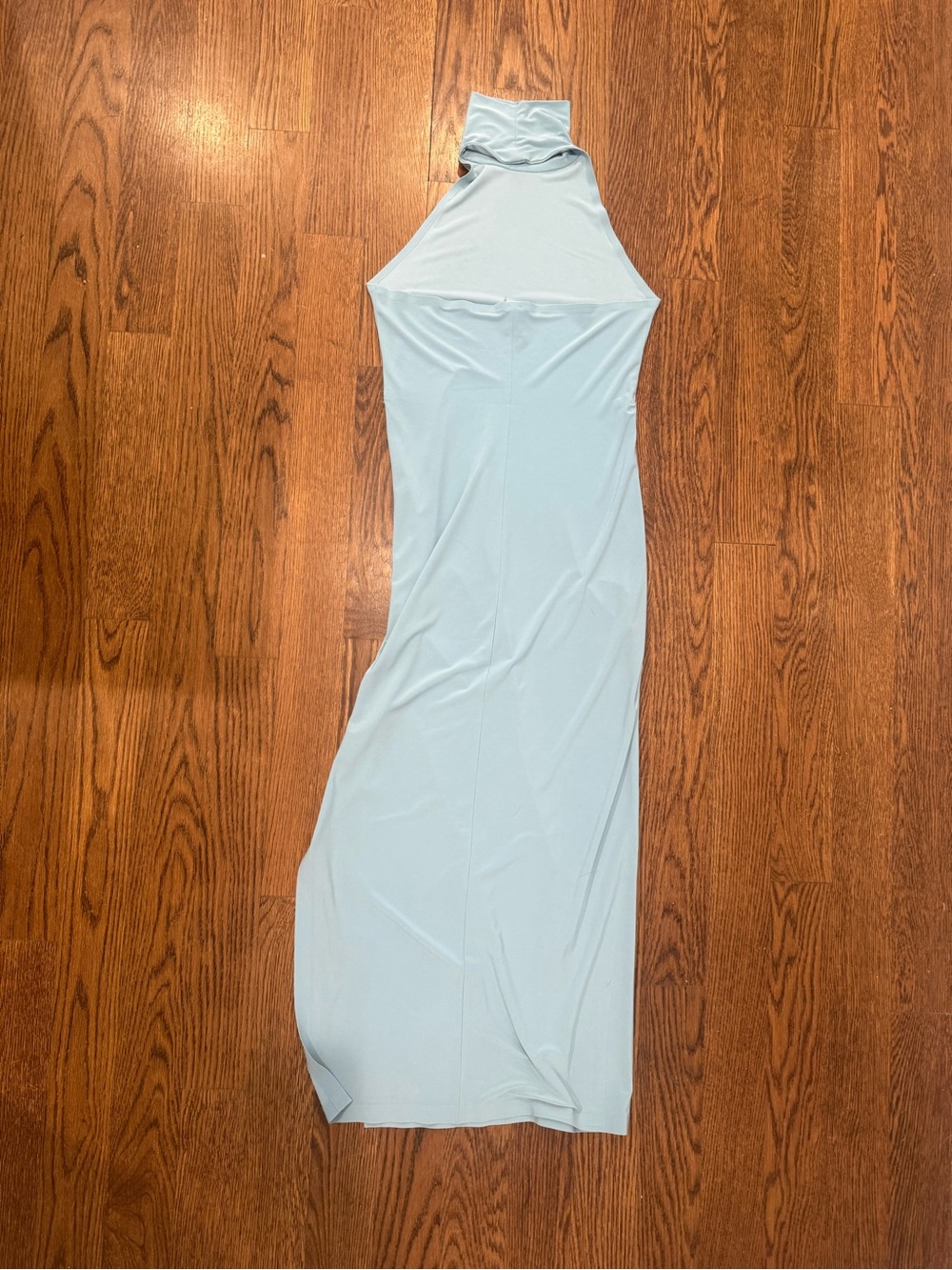 Norma Kamali Halter Turtle Side Slit Gown in Powder Blue - Picture 3 of 3